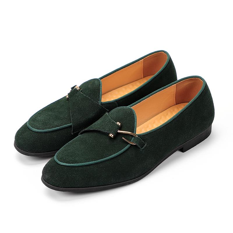 Fashion Fashion Men's Casual Shoes Cow Suede Genuine Leather Men British Style Bowknot Loafers Mens Slip-on Outdoor Driving Flats
