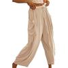 Women Comfortable Casual High-Waisted Solid Color Loose Lantern Pants with Pocket