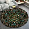 1pc Green Mandala Flower Pattern Round Floor Mat, Non-slip for Living Room Bedroom Chair Carpets Home Decor Gifts, Home Decor Room Decor Out