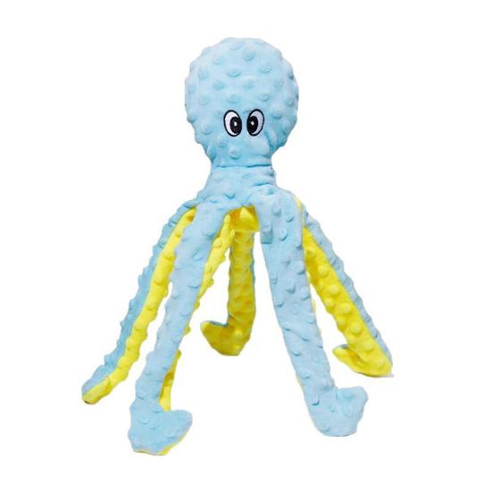 Plush Octopus Dog Toy Squeaky Chew Toy Interactive Crinkle Paper Soft Stuffed Puppy Teething Toy жёлтый