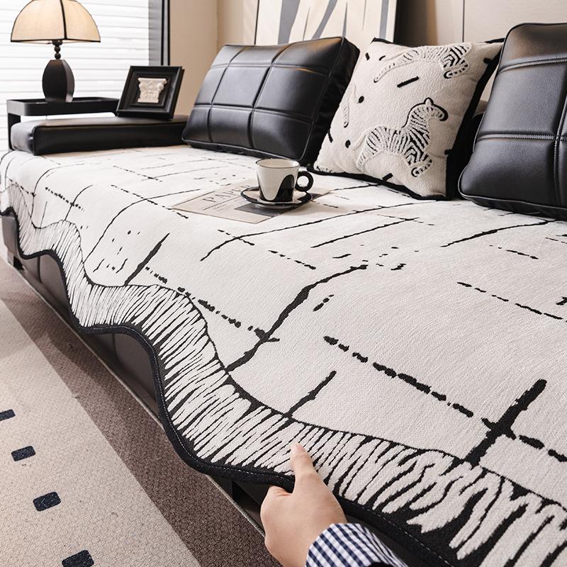 

Straight Three-Person Leather Sofa Cushion, Universal In All Seasons New Non-Slip Fixed One-Piece Sofa Cover Cover 90*90cm