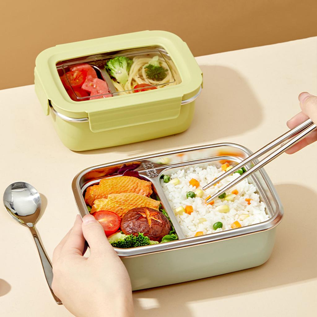 304 Edelstahl Bento Lunchbox für Kinder Schüler Einzel-/Doppelkammer Versiegelt Tragbarer Lunchbehälter Mikrowellengeeignet