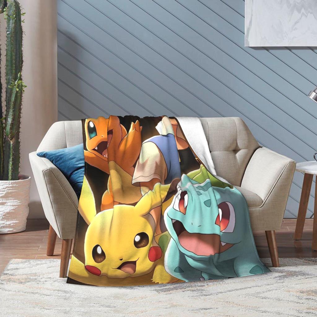 RIPSuper Soft Cartoon Pikachus Throw Blanket Premium Flannel Fleece Lightweight Bed Blanket Cozy Fluffy Bedspread All Season UseR-I-P