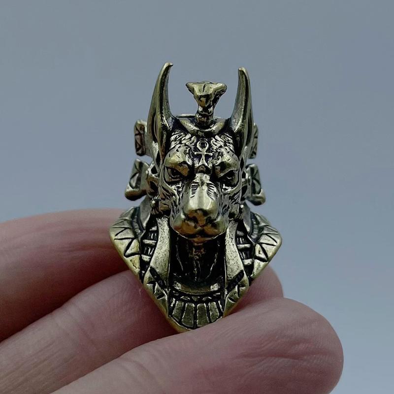 Ancient Egypt Death God Jackal Head Brass Edc Knife Beads Diy Paracord Woven Lanyard Pendants Jewelry Outdoor Accessories