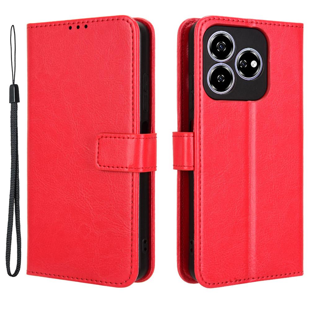 

For ZTE Axon 60 (ZTE Blade V60) Leather Phone Case Wallet Crazy Horse Texture Red