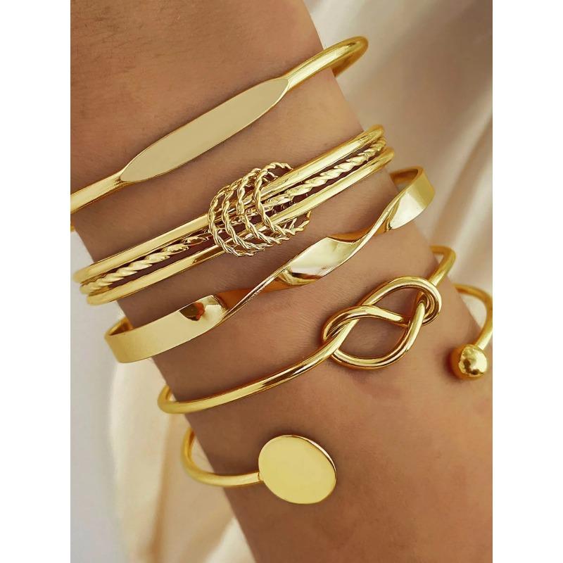 5pcs Punk Multilayer Bracelets for Female Elegant Delicate Twist Sparkling Adjustable Bangles Jewelry Couples Gifts