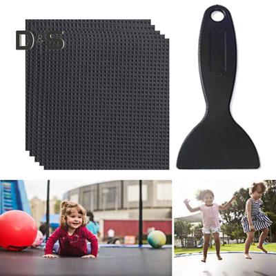1 Set Trampoline Repair Kit with Square Patch Scraper Glue Wiper Gloves Waterproof Self-Adhesive Trampoline Tear Hole Covering Patch
