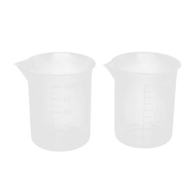 (brisand) 100mL Graduated Beaker Clear Plastic Measuring Cup for Lab 2 τμχ