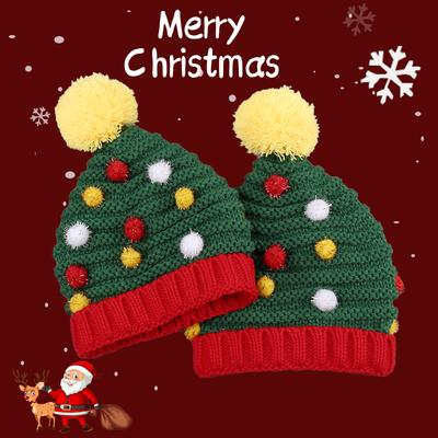 Fashionable Christmas Decorative Cable Knit Hat Cute Versatile Spring Autumn Warm Casual Portable Ear Protection Flip-Up Design