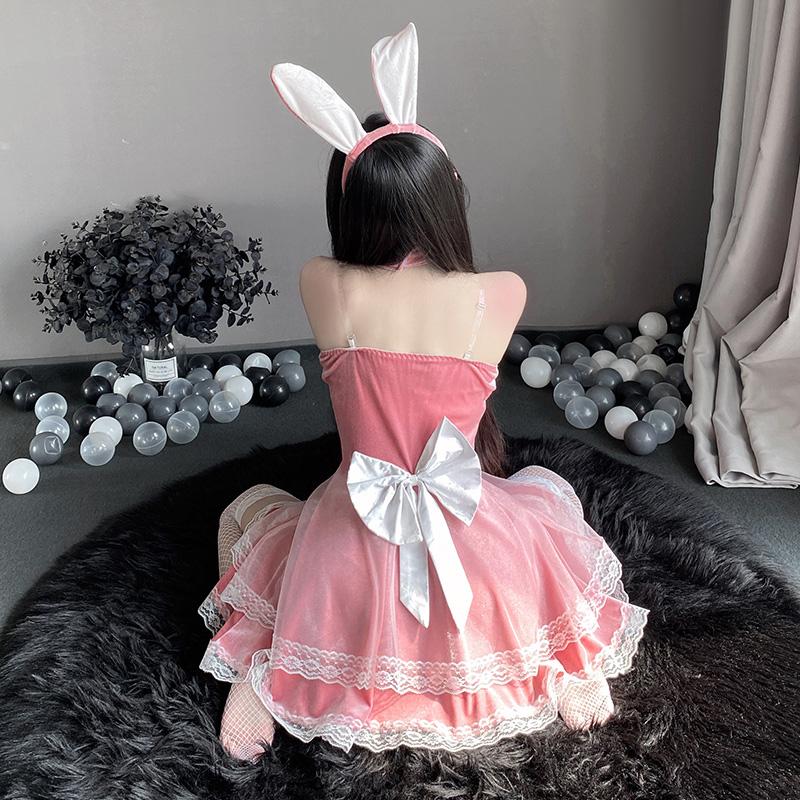 Christmas Dress Sweet Bunny Girl Costume Rabbit Woman Set Bunny Suit Sexy Lingeries Lady Cosplay New Year Maid Role Play Uniform