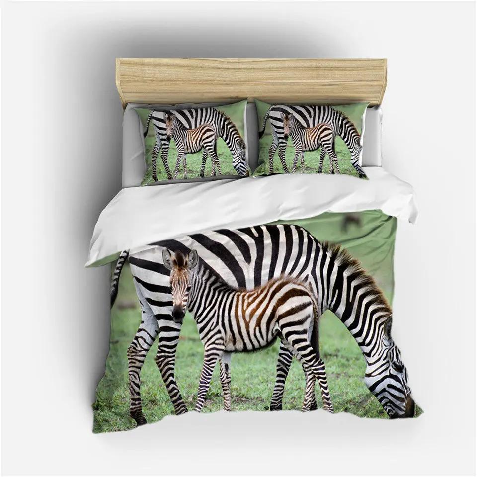 3D Animal Bedding Set Quilt Cover Zebra Pattern Duvet Cover With Pillowcases Full Queen King Soft Comforter Cover Home Textile