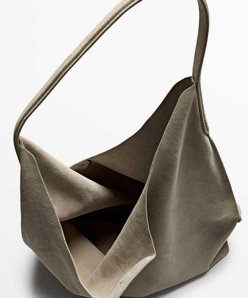 Massimo Dutti Split Suede Maxi Shoulder Bag