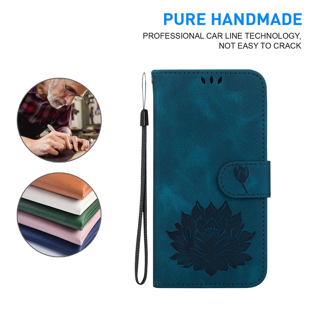 Für Motorola Edge (2024) 5G Brieftasche Handyhülle Lotus Prägung Leder Ständer Abdeckung