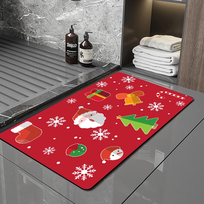 SANFAN Customizable Christmas Multipurpose Floor Mat Doorway Bath Mat Kitchen Mat