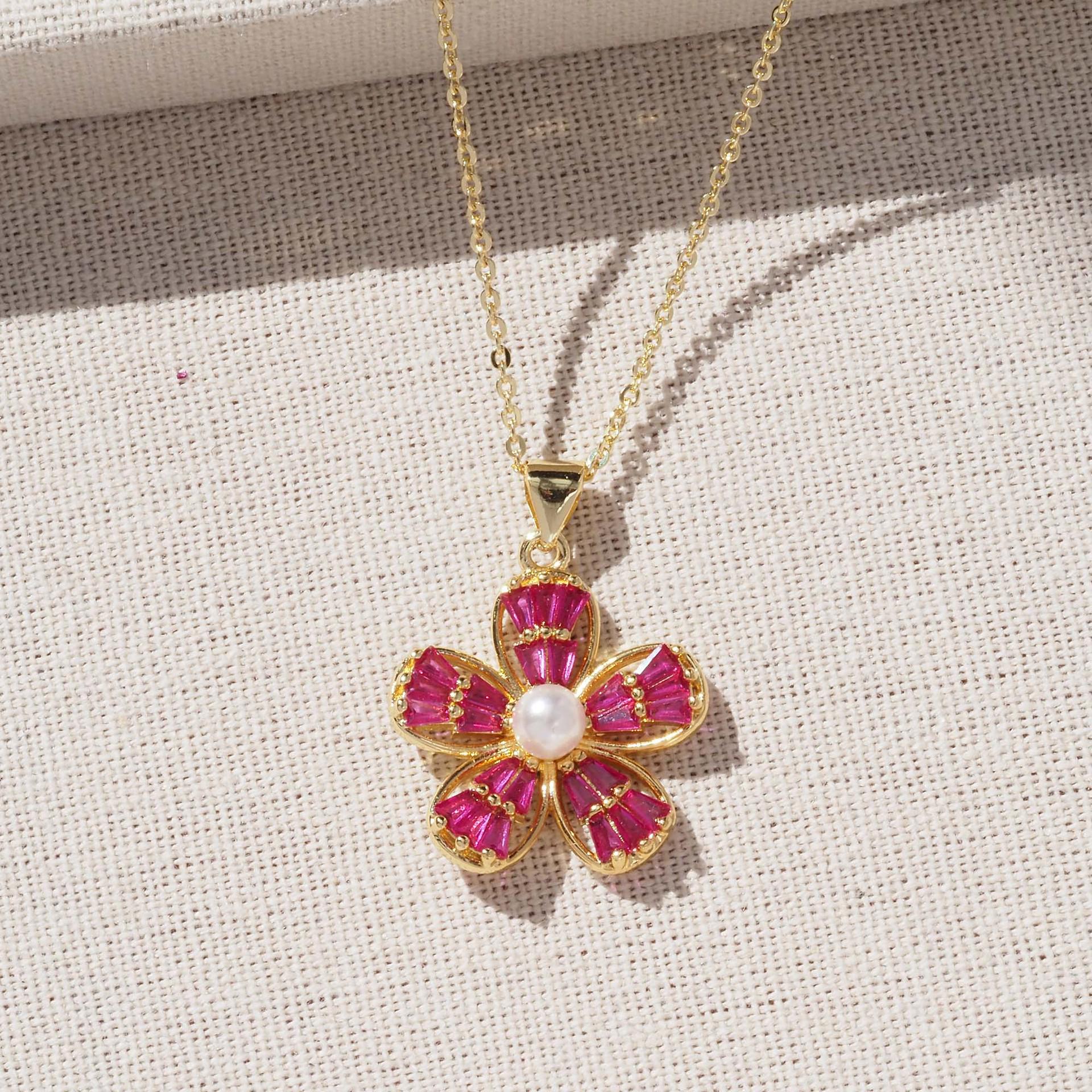 Ожерелье-подвеска Xiyin подсолнух - Позолоченная медь с цирконием Pendant Only