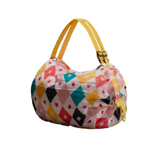 Handbag Foldable Reusable Shopping Bag with Strap Shoulder or Hand Carry Washable Nylon Tote Bag for Grocery Travel Outdoor Use