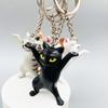 Cute Cat Figurine Keychain Creative Accessories for Women and Kids Couple Family Keychain Pendant