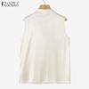 ZANZEA Women Bows Collar Summer Sleeveless Tank Tops