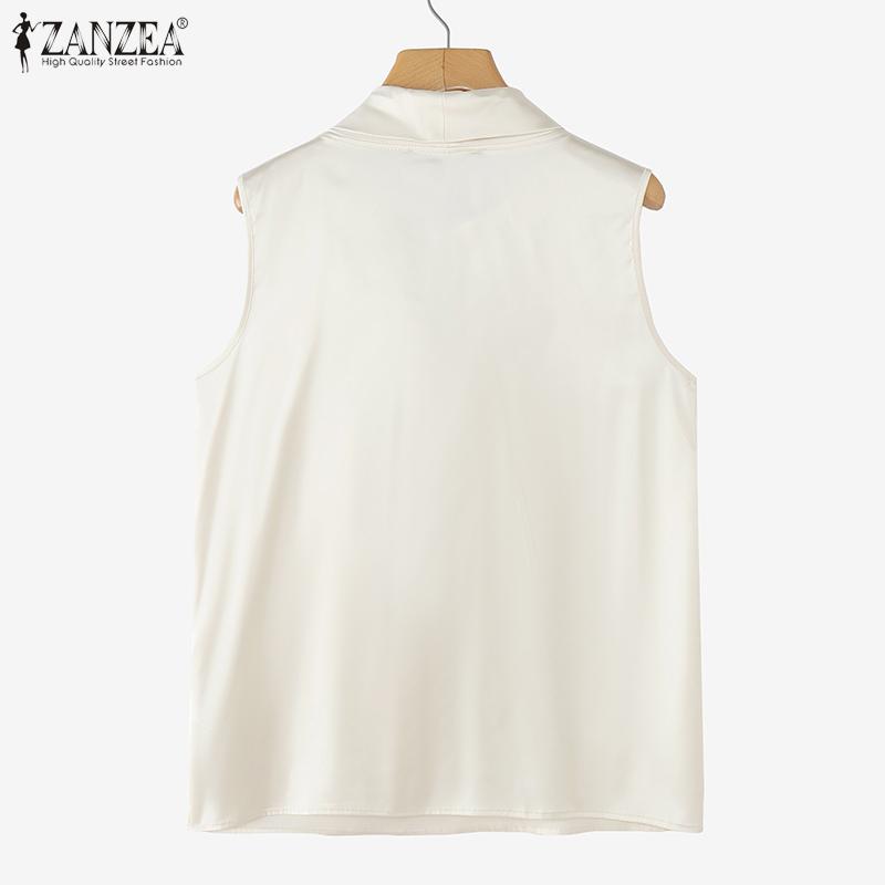ZANZEA Women Bows Collar Summer Sleeveless Tank Tops