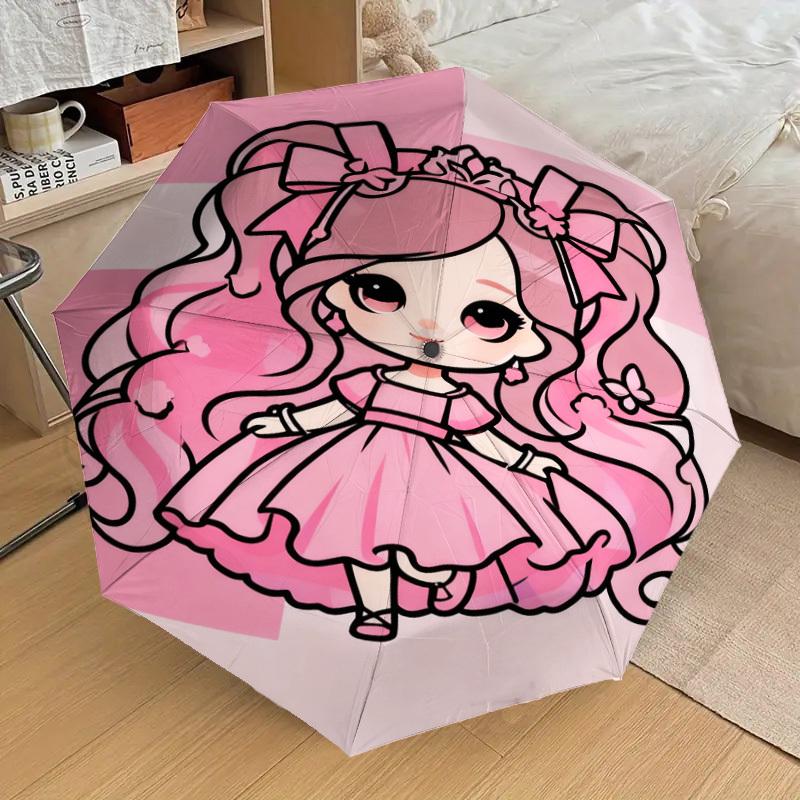 1pc Pink Princess Pattern Umbrella Design Automatic Opening and Closing Umbrella, High-quality Travel Umbrella,  c1128274