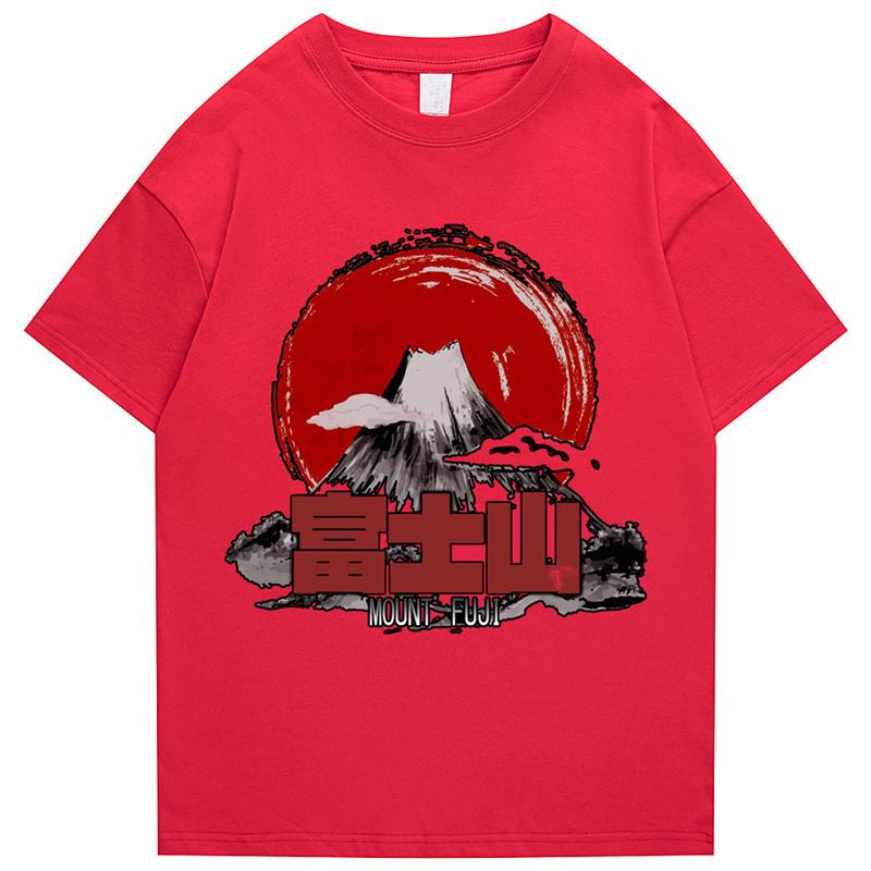 Japanese Street Tshirt Unisexs Hiphop Funny Tokyo Fuji Mountain Tshirt Summer Short Sleeve Tshirt Harajuku Cotton Tshirt