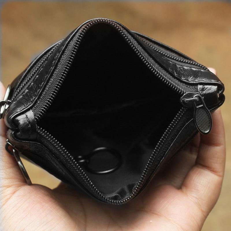 Genuine Leather Retro Coin Purse Card Holder Zipper Small Wallet Women Moneybags Mens Coins Pouch