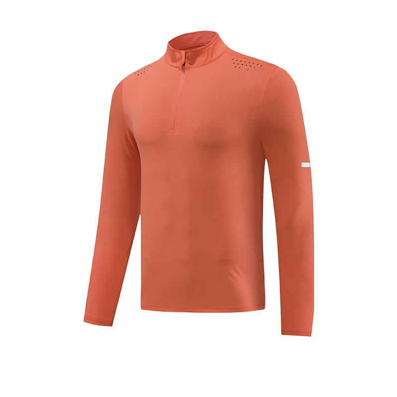 Men's Long Sleeved Quick Drying Clothes Outdoor Fitness Training T Shirt High Elasticity Semi Zipper Sports T-shirt