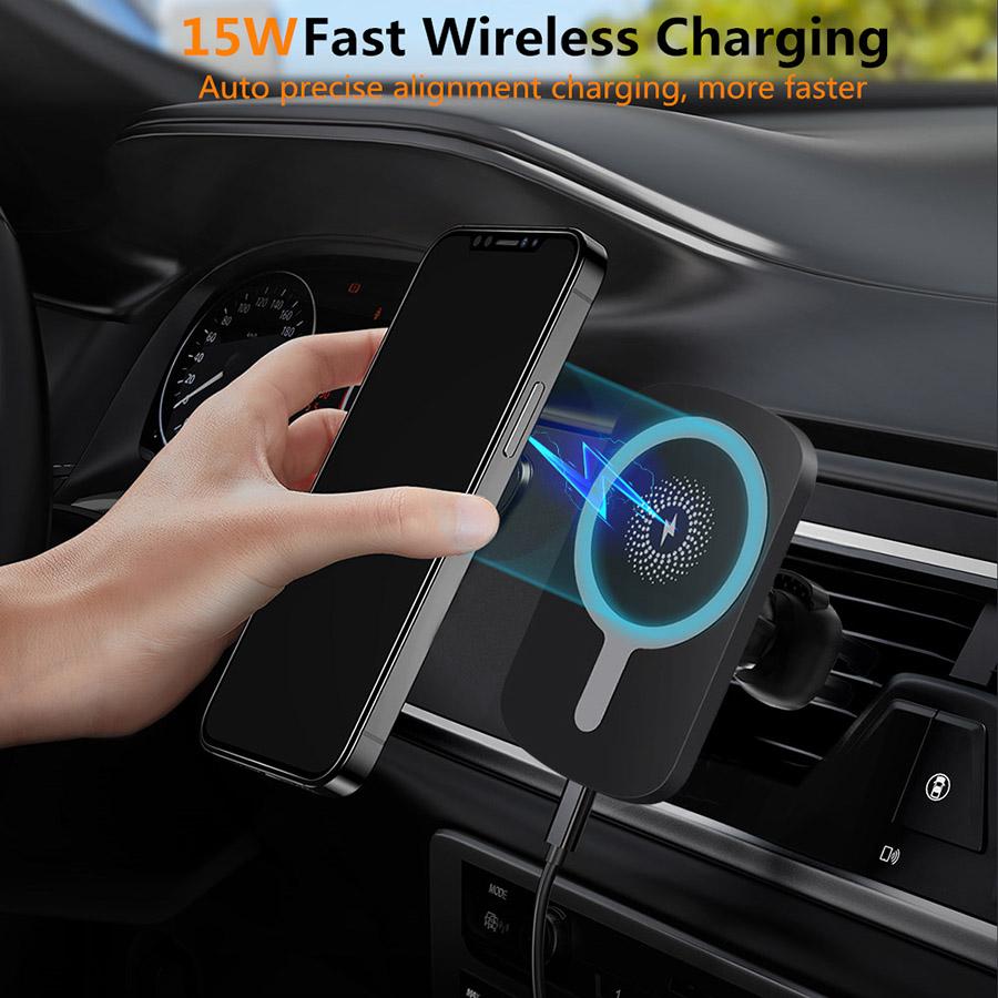 15W Magnetic Wireless Charger Air Vent Mount Car Bracket For iPhone 12 12Pro Max
