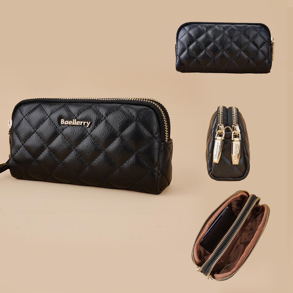Baellerry Women s Diamond Lattice Double Zipper Wallet чёрный