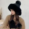 Thicken Hat New Style Ladies Fur Ball Plus Velvet Warm Hood Outdoor Autumn and Winter Cold-proof Fashion Cute Woolen