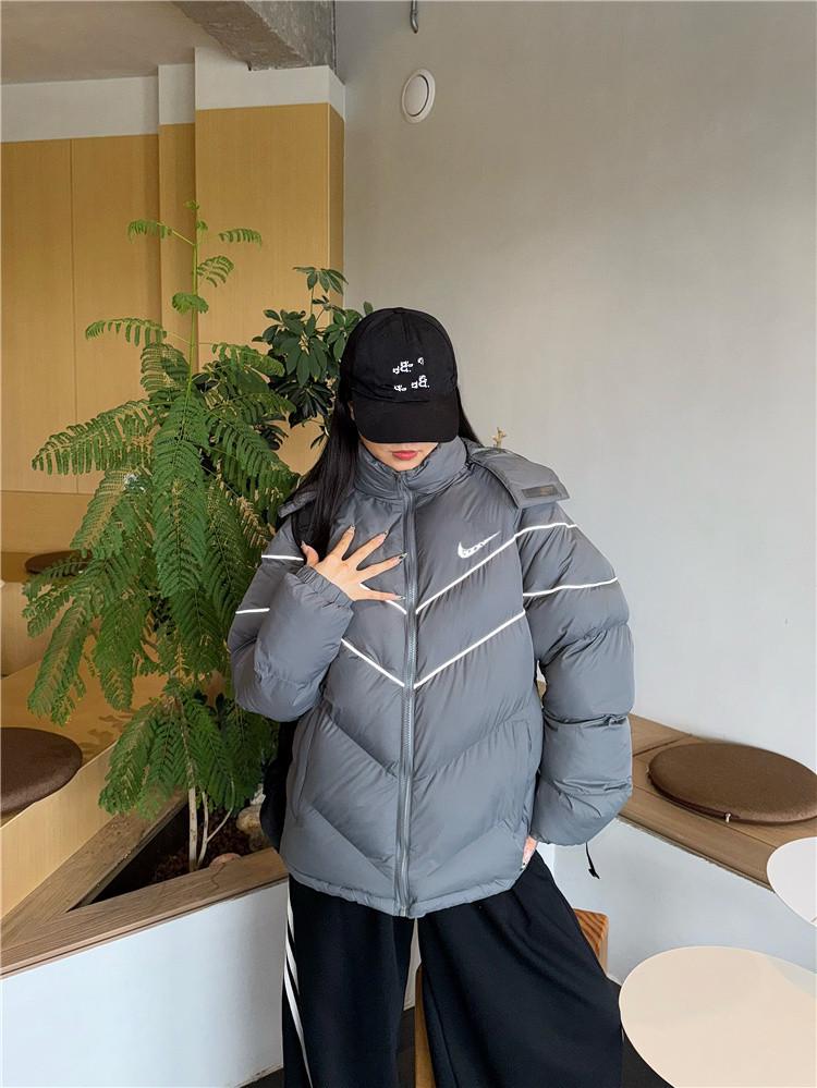 Męska czarna kurtka z kapturem w stylu amerykańskim: Odblaskowy kołnierz stojący, Zimowa bawełna, Swobodny luźny krój.