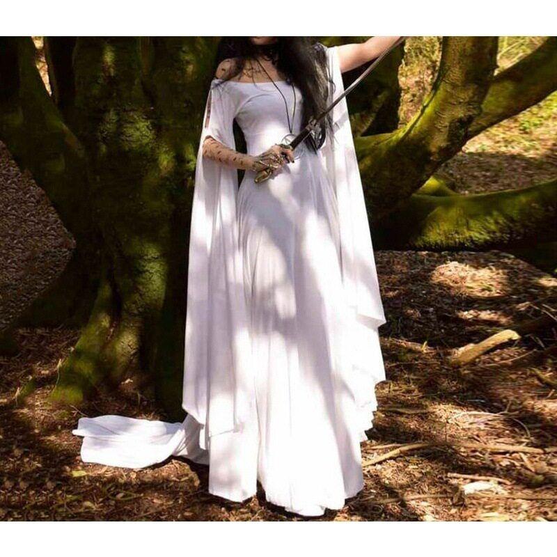 

2024wish New Arrival Party Long Sleeves round Neck Belt Women s Dress Halloween Women s Long Dress Female. White (Somewhat Transparent) M