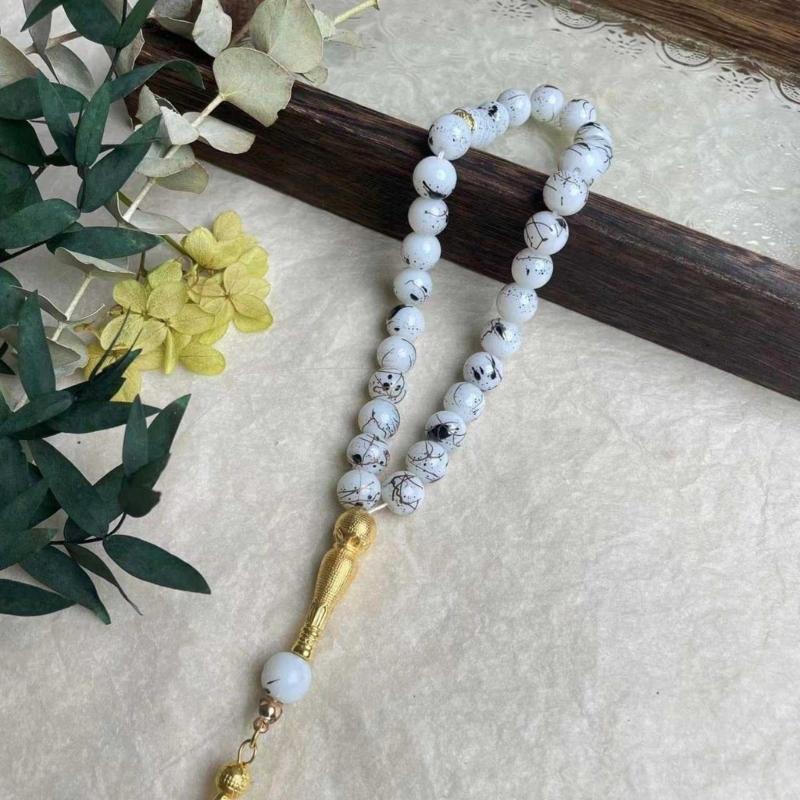 Islamic Meditation Rosary Jewelry 33 Bead Glass Tasbih Bracelet Meditation Rosary Jewelry for Prayer and Reflection