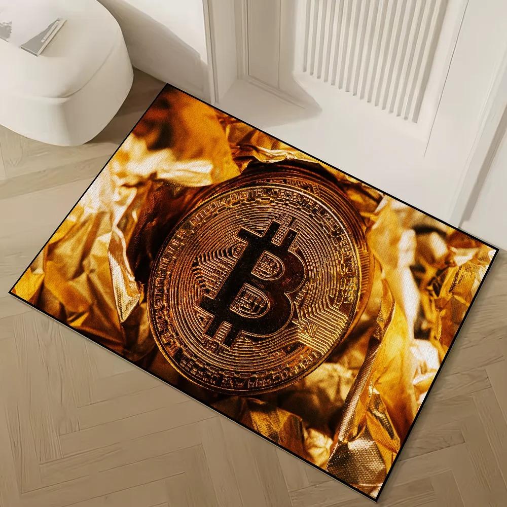 

Bitcoin Patterned Door Mat Artistic Crypto Currency Print Mat Non Slip Floor Mat For Entryway Doorstep Home Decor 40X60cm