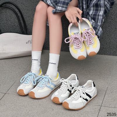 Retro Deutsche Trainingsschuhe Damen 2025 neu Leder flachsohlig Retro Ballett Farbabstimmung Forrest Gump Schuhe weichsohlig bequeme Freizeitschuhe