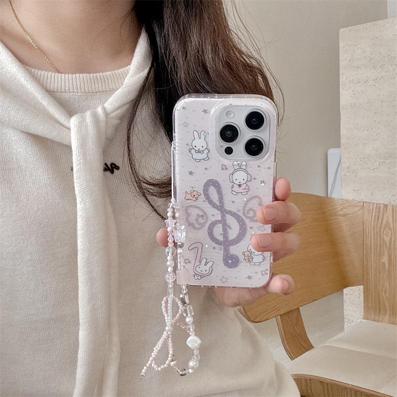 Creative Musical Note Rabbit Bowknot Phone Case for iPhone 17/16 Pro Max