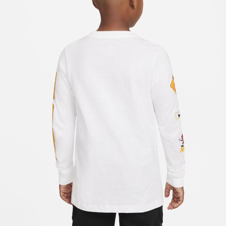 Nike Logo Print Round Neck Long Sleeve T-Shirt Kids tops White DJ6649-100