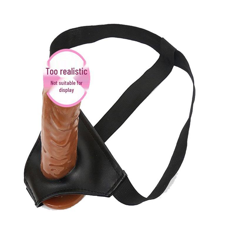 Unisex Realistic Dildo Hollow Leather Pants with Vibrating Masturbator