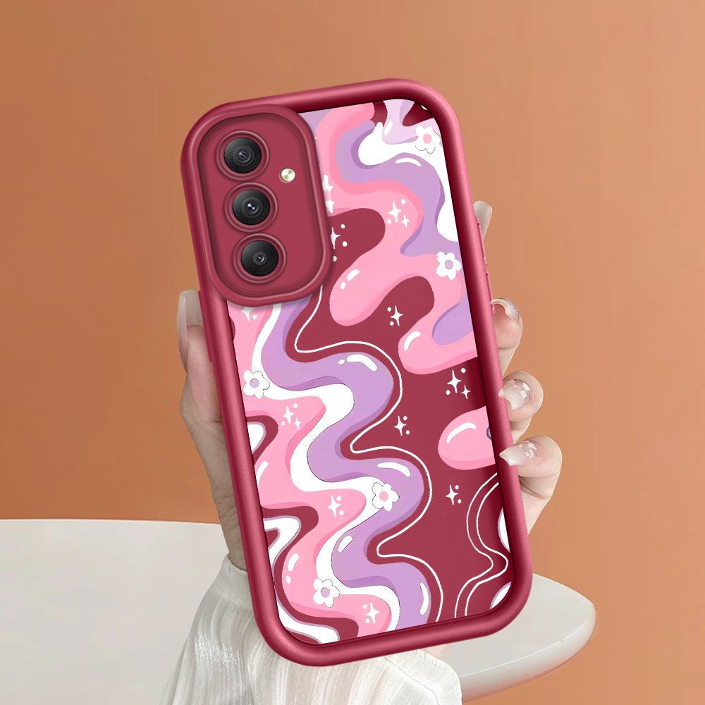 Weiches Silikon-Telefongehäuse mit quadratischem Leiterdruckmuster, vollständige Abdeckung, Kamera, stoßfestes Schutzgummigehäuse für Samsung