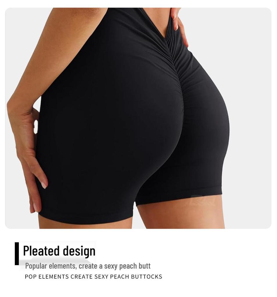 Damen Quick-Dry Yoga-Jumpsuit mit quadratischem Ausschnitt, kurzen Ärmeln & Cut-Out am Rücken