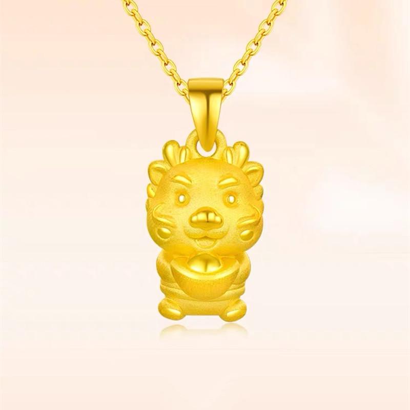 Yuanbao Golden Dragon Pendant Necklace: Attract Wealth & Good Fortune - Perfect Year of the Dragon Zodiac Gift for Your Girlfriend.