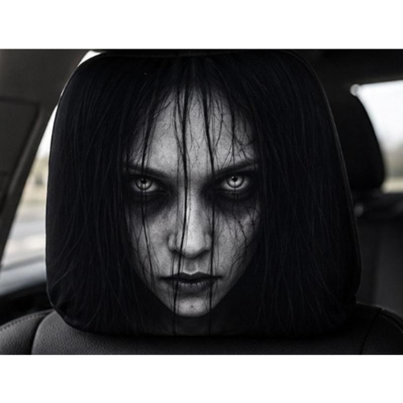 Prank Face Car Headrest Covers Unique Decors For Spooky Themed Interior Decors And Comfortable Neck Support