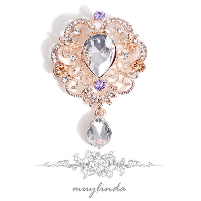 

Модная ретро изысканная барочная подвеска в виде капли воды с кристаллами, пряжка для шарфа, брошь-брошь