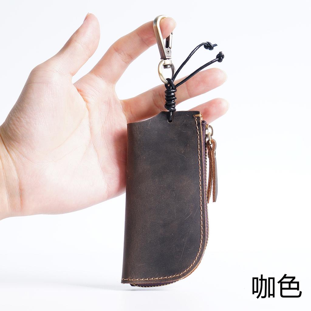 New Genuine Leather Housekeeper Keychain Car Key Holder Men Zipper Key Ring Pouch Case Cover Keys Bag Key Organizer Wallet Purse