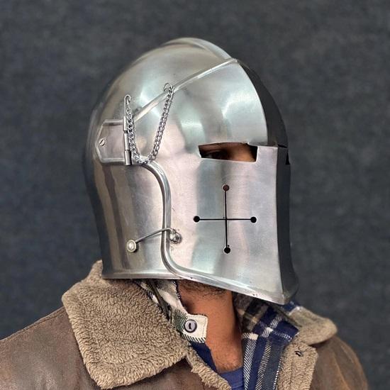 Barbuta Knight Helmet 18g Mild Steel Medieval Warrior Armor LARP Cosplay Costume Barbuta Visored Warrior Helmet