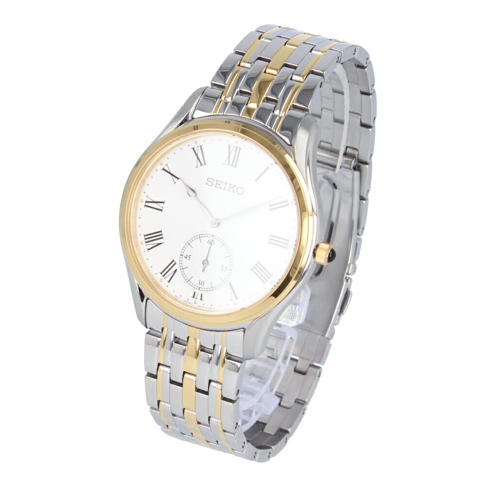 

SEIKO Watch Men s Quartz Analog Small Second Stainless Steel Metal Combination Belt Silver Gold SRK048P
