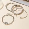 4 Stück/Set Strass-Dekor Gedrehter Armreif Mode Hohlkette Mehrlagig Hand Geometrie Einfacher Offener Armreif Für Frauen Geburtstagsgeschenk