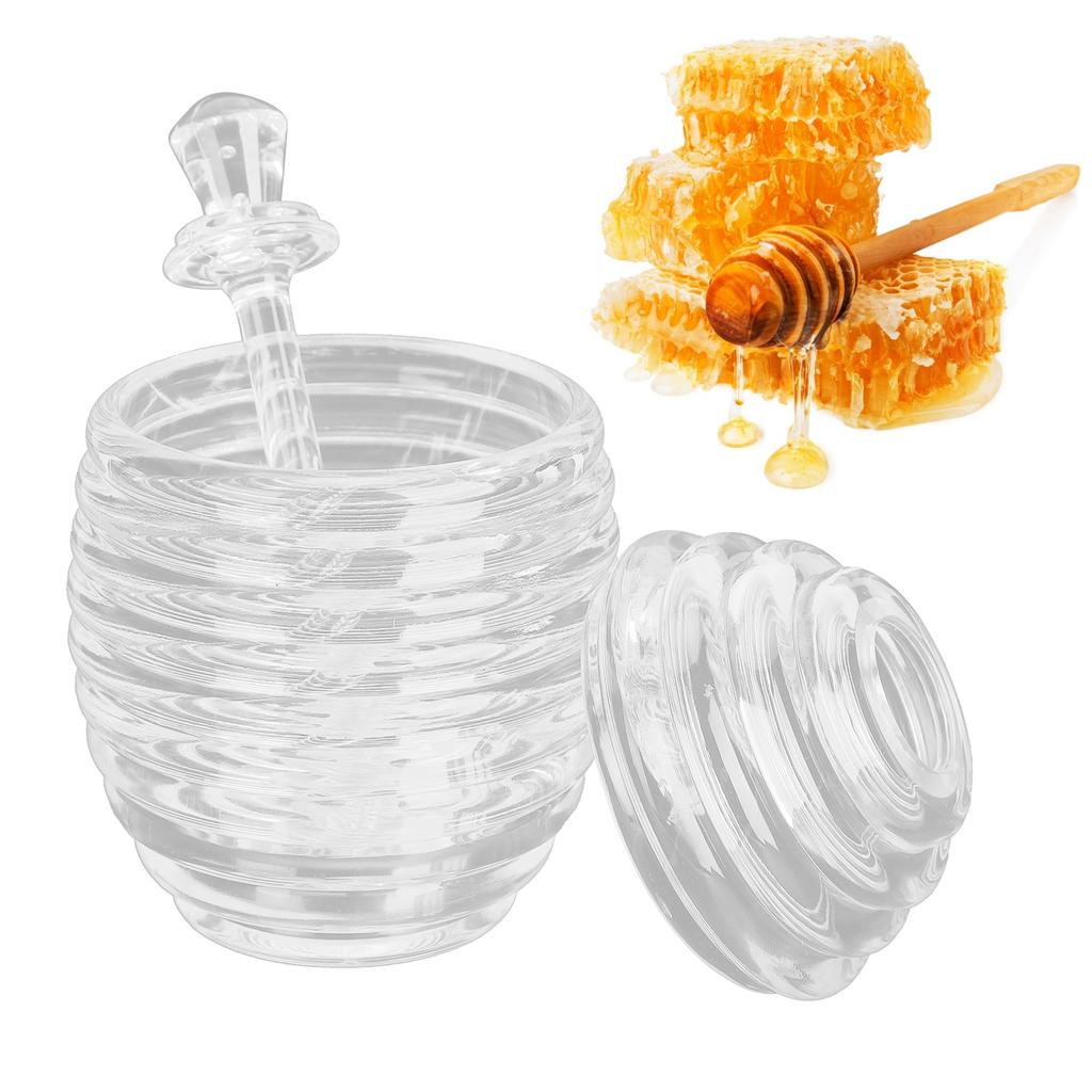 Honey Accessory Honey Container Transparent Honey Dispenser with Lid Spoon Large Capacity Honey Container for Storing Honey
