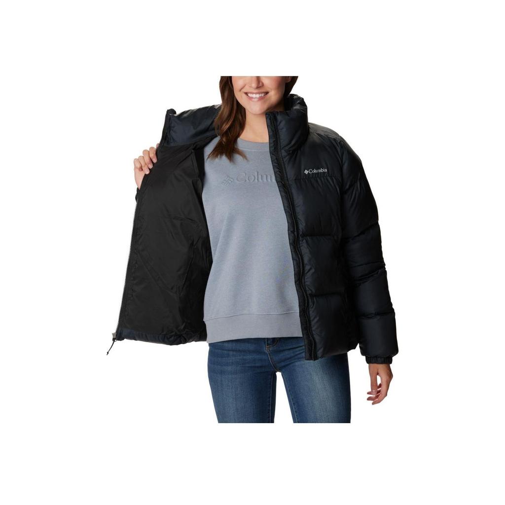 Columbia Logo Print Hooded Zip-Up Stand Collar Long Sleeve Jacket Women jackets Black 2090291-010