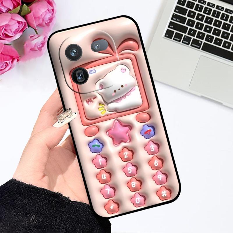 Case For iQOO 12 Pro 5G Cute Cartoon Fashion Shockproof Soft Silicone TPU Phone Bumper Cover For Vivo iQOO 12 Phone Fundas Bags